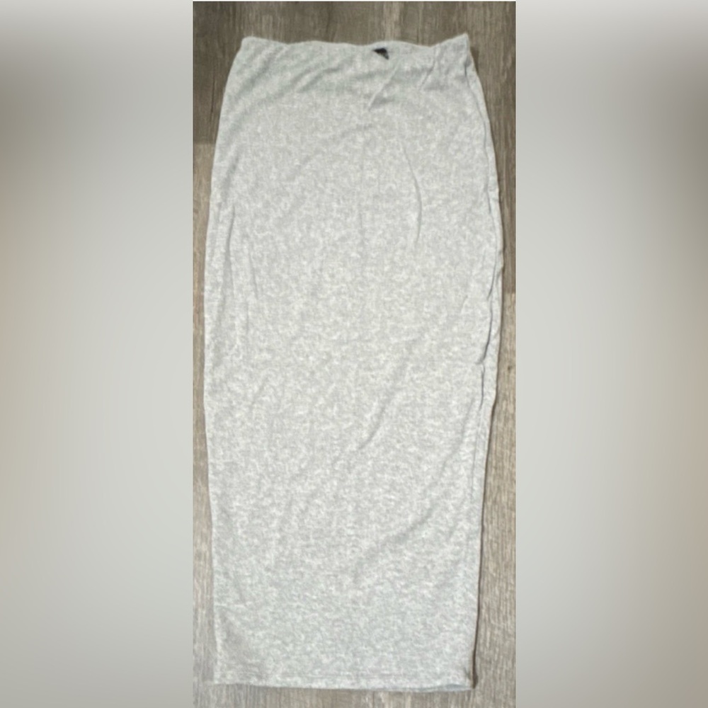 Naked Wardrobe Light Gray Midi Skirt